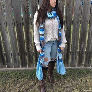 Handcrafted in the USA Vintage Yarn Extra Long Scarf